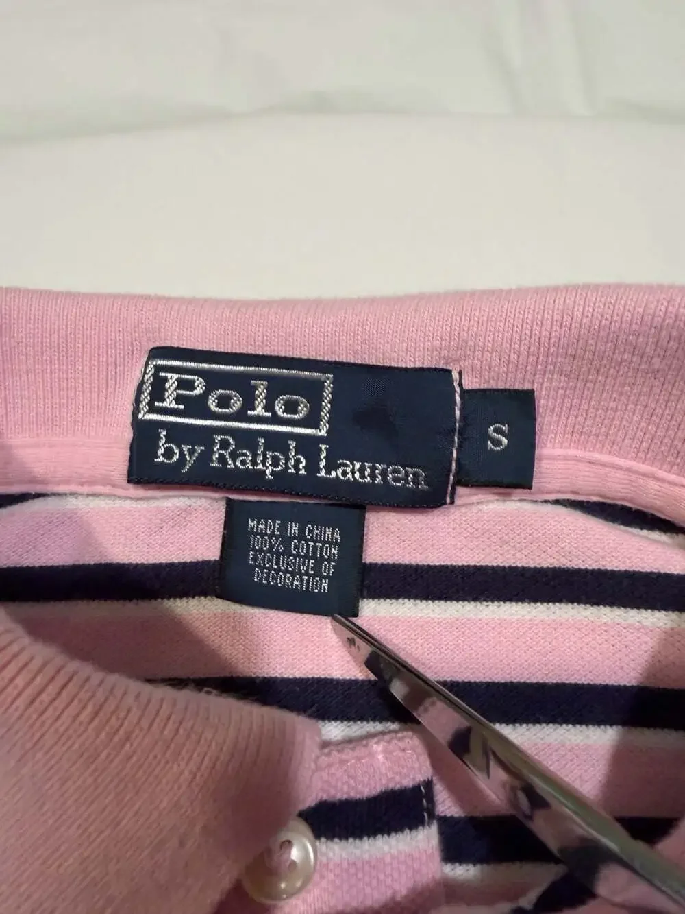 Polo Ralph Lauren Pink and Navy Striped Cotton Polo Shirt